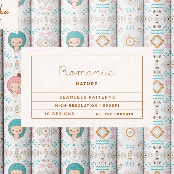 Romantic Nature Pattern - Artistic Pattern / Digital Paper / Seamless Design / Commercial Use - INSTANT DOWNLOAD - Yuka Studio