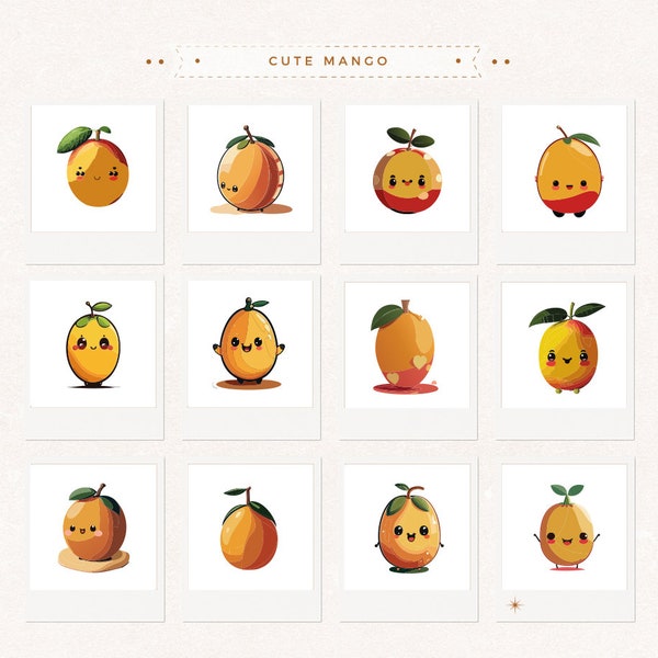 Cute Mango - Graphic Art / Artistic Designs / Commercial Use - INSTANT DOWNLOAD - Yuka Studio