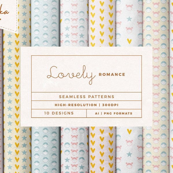 Lovely Romance Pattern - Digital Paper / Seamless Design / Commercial Use - INSTANT DOWNLOAD - Yuka Studio