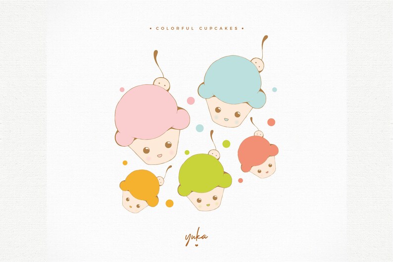 Graphic Art /& Pattern Design Commercial Use Yuka Studio INSTANT DOWNLOAD Colorful Cupcakes
