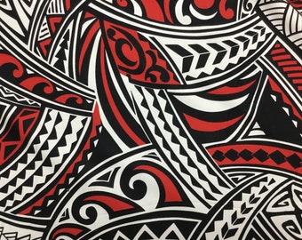 pic Hawaiian Tribal Fabric By The Yard red tribal fabric etsy