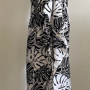 NEW! Rayon Black White Monstera Leaf Pareo  / Sarong / Beach Cover up or Wrap
