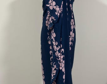 Limited Supply Navy Blue with Lavender Puakenikeni  Pareo / Sarong / Beach Cover up or Wrap