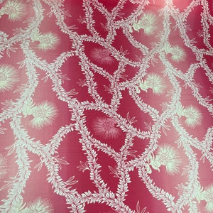 Ombré of Light Pink to Pink Lehua and Maile lei Hawaiian Print Fabric sold by the yard