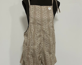Puakenikeni Tuberrose Cotton Romper with Tie Straps at shoulder and 2 Front Pockets