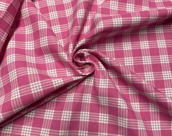 Palaka Fabric 100% Woven Cotton Dark Pink White sold by the yard yardage available