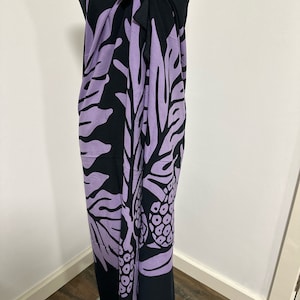 100% Premium Black with Purple Ulu Leaf Fruit  / Sarong / Beach Cover up / Dress