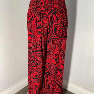 New! 100% Premium Rayon Palazzo Pant Red Black Tattoo Tribal one size fits most