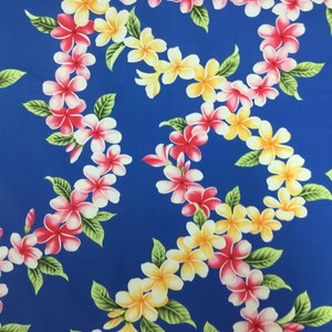 Turquoise Classic Hawaiian Print Fabric 100% Cotton Sold by