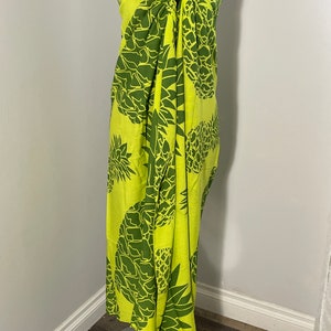 NEW! Rayon Lime Green Dark Green Pineapple Pareo  / Sarong / Beach Cover up or Shawl