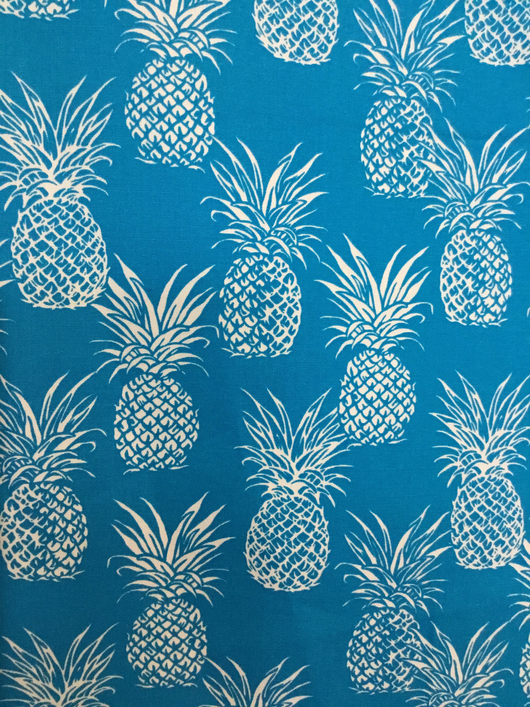 NEW Turquoise Blue Pineapple Hawaiian Print Fabric Sold by the Yard 