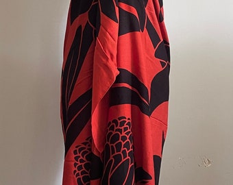 NEW! Rayon Orange Red On Black Ginger Pareo  / Sarong / Beach Cover up or Wrap