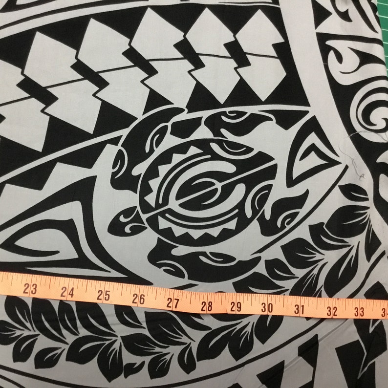Black Gray Honu Tribal Hawaiian Print Cotton Fabric sold by | Etsy