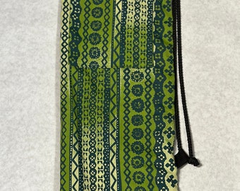 Hawaiian Print Pa’u Skirt Drawstring Shoulder Bag Green Blue Polynesian Tattoo Tribal 27-1/2” X 8”