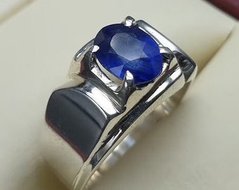 Royal Blau Saphir Ring Natürlicher Saphir Geschenk Ring Handgemachter Saphir Ring Geschenk Für meinen Mann