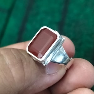 Decent Ring Natural Brown Agate Ring Baguette Cut Style Ring Sterling Silver 925 Quality Ring Unisex Ring Gift Agate Ring Aqeeq Ring
