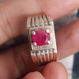 Natural Ruby Stone Ring Uneated Untreated Stone Ring Men's Ring Pink Color Ruby Stone Ring Stackable Rings
