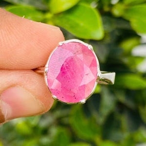 Unheated Untreated Ruby Stone, Natural Yaqoot Stone, Ring For Girl, Ladies Ring, Silver Sterling Ring, Beautiful Ruby Band