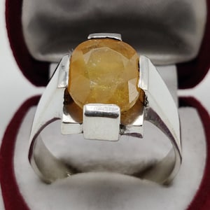 Natural Yellow Sapphire Stone Ring Original Yellow Sapphire Ring Handmade Ring 925 Sterling Silver Ring