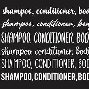 Shampoo Conditioner Body Wash Organization Vinyl Decal Sticker Label Set