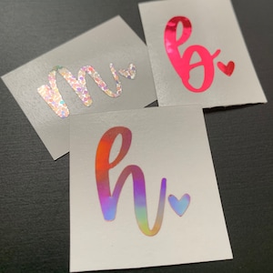 Monogram Initial Heart Planner Laptop Car Tumbler Vinyl Decal Sticker