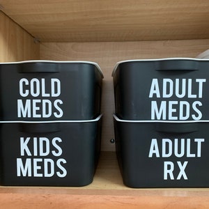 Custom Organization Vinyl Decal Sticker Label for Kitchen Pantry, Laundry Room, Medicine Cabinet, Garage