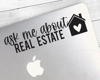 Ask Me About Real Estate Planner Laptop Car SUV Truck Vinyl Decal Sticker