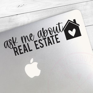 Ask Me About Real Estate Planner Laptop Car SUV Truck Vinyl Decal Sticker