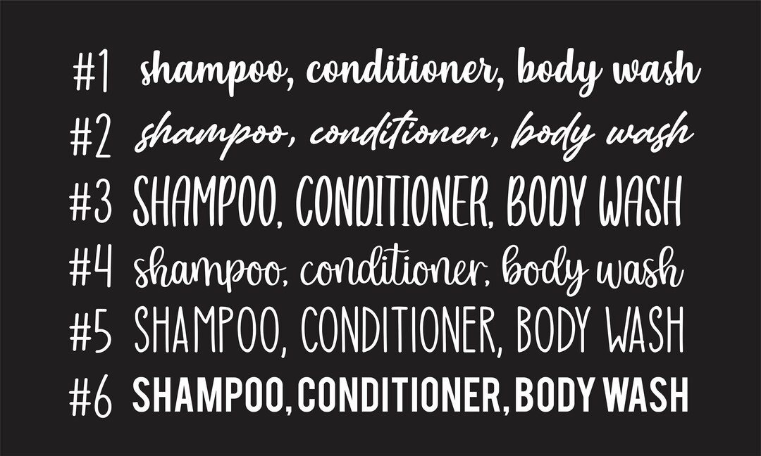 Shampoo Conditioner Body Wash Organization Vinyl Decal Sticker Label