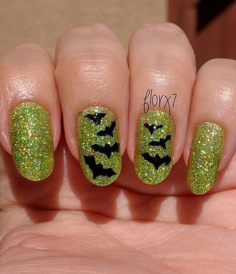 Bat Halloween Nail Vinyl Fingernail Art Stencils Etsy