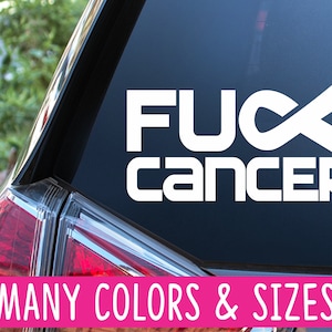 Fuck Cancer Awareness Ribbon Car Planner Vinyl Decal Sticker image 1