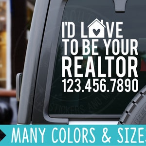 Id Love To Be Your Realtor Real Estate Planner Laptop Car Truck SUV Vinyl Decal Sticker