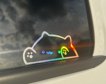 Peeking Bongo Cat Car Planner Laptop Cup Vinyl Decal Sticker