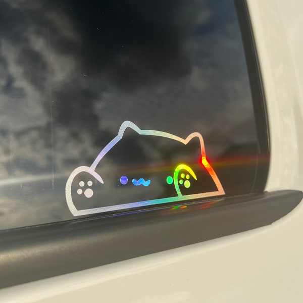 Peeking Bongo Cat Car Planner Laptop Cup Vinyl Decal Sticker