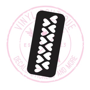 12 Side Stacked Hearts Makeup Swatch Vinyl Stencil Sticker