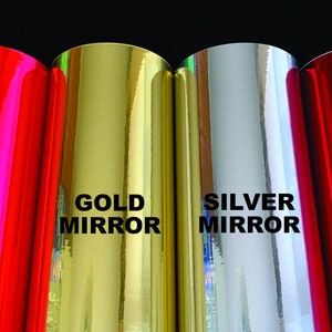 K&ouml;nnte beinhalten: Vier Rollen Spiegelfolie in Pink, Gold, Silber und Rot. Die Rollen sind mit "Pink Mirror", "Gold Mirror", "Silver Mirror" und "Red Mirror" beschriftet.