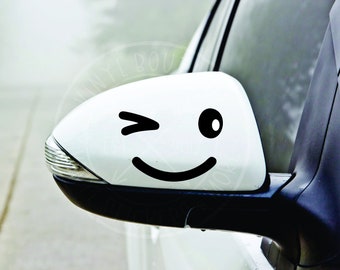 Aufkleber smiley spiegel auto aufkleber lächeln, zwinkern decals