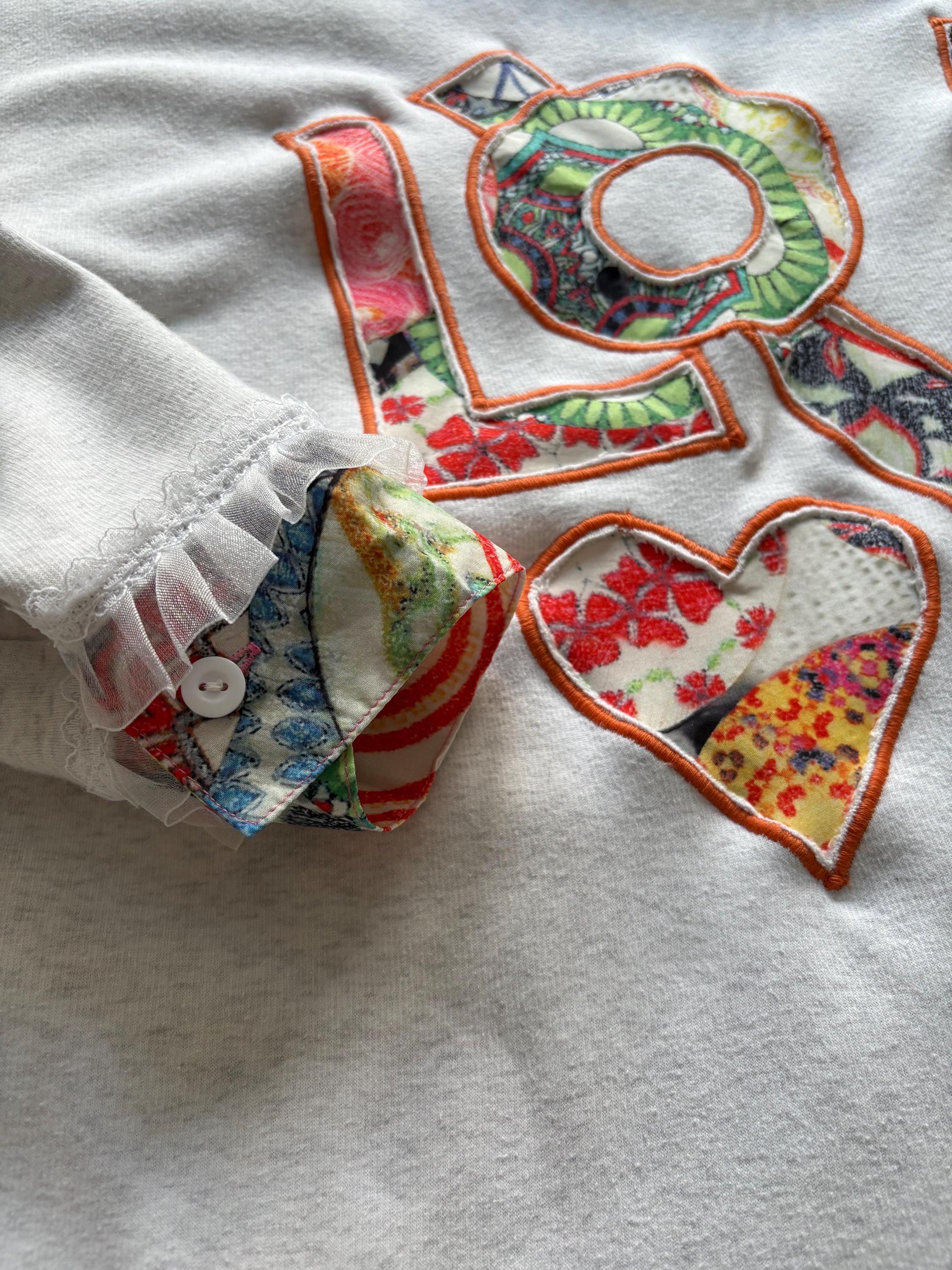 Upcycled comfy sweatshirt. Reworked with love. ONE OF ONE