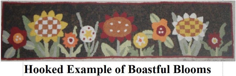 Whimsy Rugs Rug Hooking Pattern Boastful Blooms Two Sizes Monks Cloth or Scottish Linen immagine 2