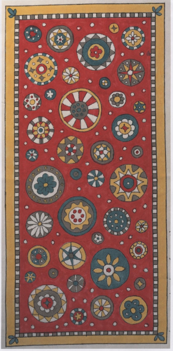 PRIMITIVE HOOKED RUG PATTERN ON MONKS /"PRIDE/"