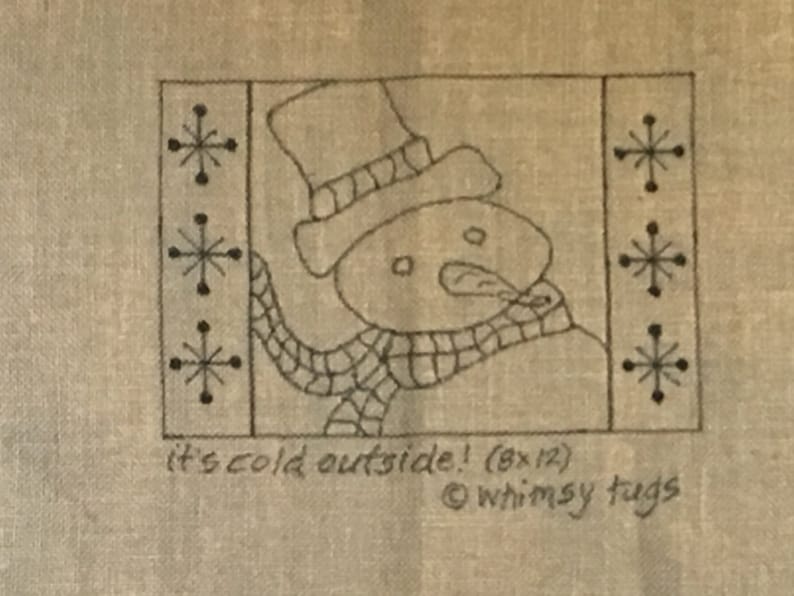 Whimsy Rugs Rug Hooking Pattern It's Cold Outside 8 x 12 Scottish Linen or Monks Cloth image 2