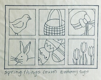 Whimsy Rugs Rug Hooking Pattern - Spring Things - Three Sizes - Monks Cloth or Scottish Linen