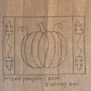 Whimsy Rugs Rug Hooking Pattern Prized Pumpkin Two Sizes Scottish Linen or Monks Cloth image 2