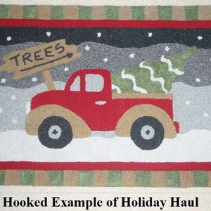 Whimsy Rugs Rug Hooking Pattern Holiday Haul Two Sizes Scottish Linen or Monks Cloth image 1