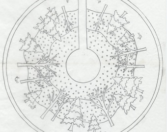 Whimsy Rugs Rug Hooking Pattern - Winter Wonderland Tree Skirt - 52" diameter - Scottish Linen or Monks Cloth