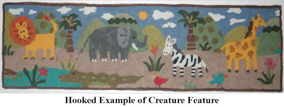 Whimsy Rugs Rug Hooking Pattern - Creature Feature - Two Sizes - Monks Cloth or Scottish Linen