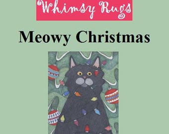 Whimsy Rugs Rug Hooking Pattern - Meowy Christmas - 13" x 18" - Linen or Monks Cloth