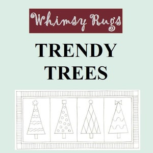 Whimsy Rugs Rug Hooking Pattern Trendy Trees Two Sizes Monks Cloth or Scottish Linen image 3