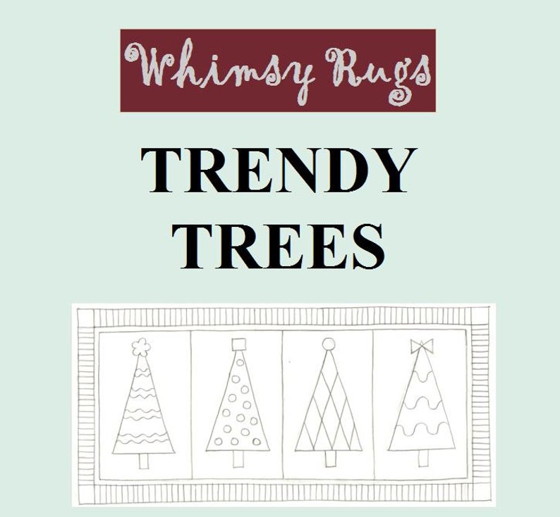 Whimsy Rugs Rug Hooking Pattern Trendy Trees Two Sizes Monks Cloth or Scottish Linen image 3
