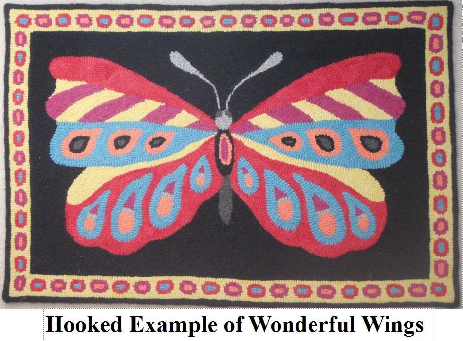 Whimsy Rugs Rug Hooking Pattern - Wonderful Wings - Three Sizes - Monks ...